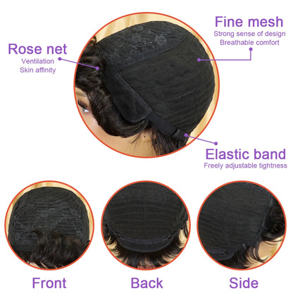 6-Inch Remy Human Hair Pixie Curly Wave Wig