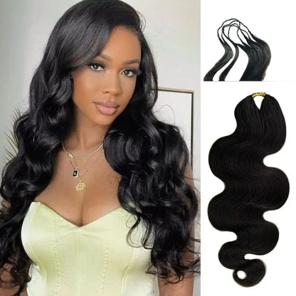 Natural Color Body Wave Pre-Separated Crochet Hair Knotless Pre-Separated Feather Crochet Braid Hair Extensions 26Inch For Women