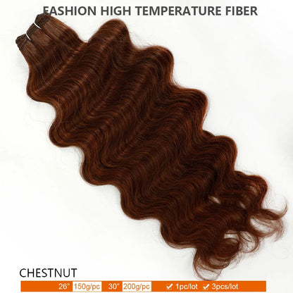30Inches Ombre Blond T1B/27# 200g Body Wave Brown 12# M816 Highlight P27/613 White 58# Bio Protein Synthetic Hair Weave Bundles