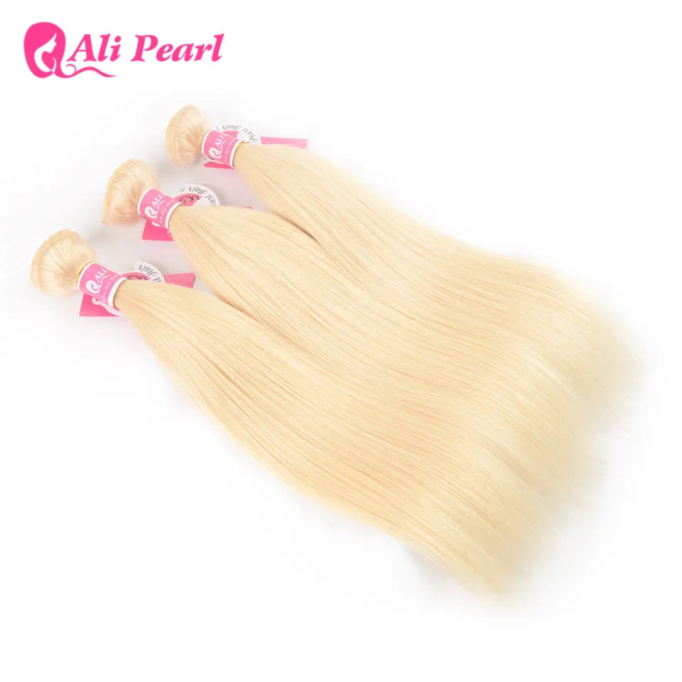 AliPearl 613 Blonde Human Hair Bundles 3 Bundles Deal Brazilian Hair Weave Human Hair Bundles for Black Women Double Strong Weft