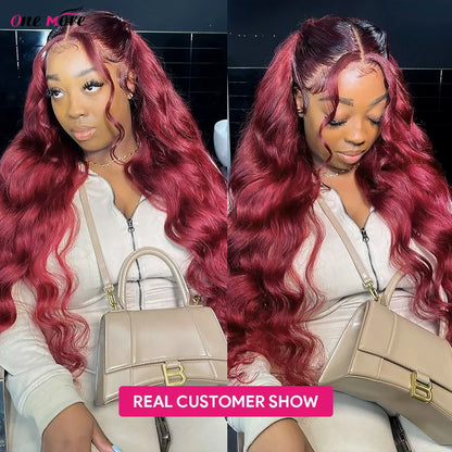 5x5 Closure With Bundles 99J Burgundy Body Wave Bundles