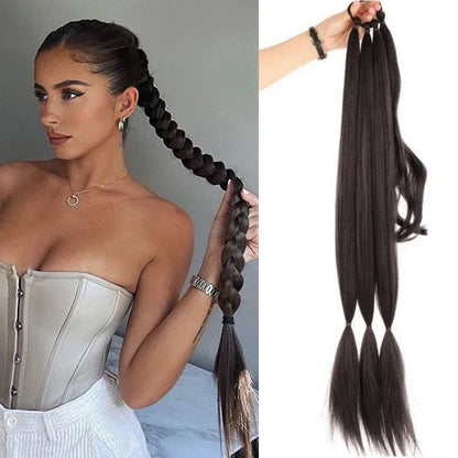 30 Inch Braided Ponytail with Rubber Synthetic DIY Blonde Braids False Hair Ponytail for Women Long Braid Horse Tail \;]'/.
