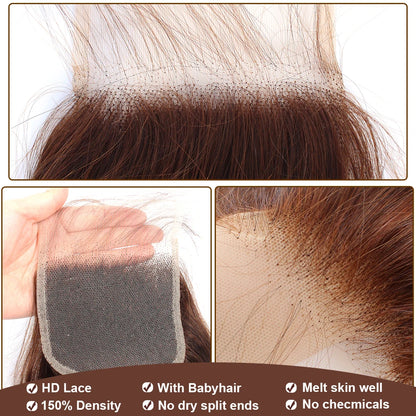 Human Hair Bundles with 4x4 Closure