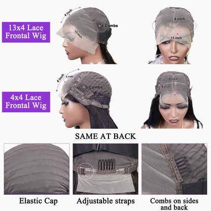 Brown Straight Short Bob Wig 13x4 4x4 HD Lace Frontal Wigs 100% Human Hair Preplucked For Black Woman #4 Color 14 16 Inch