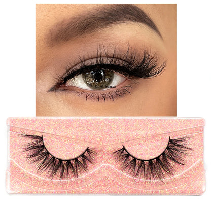 FOXESJI 3D Mink Lashes False Eyelashes Fluffy Thick Cross Wispy Natural Eye lashes Mink Soft Lash Extension Supplies Makeup Set