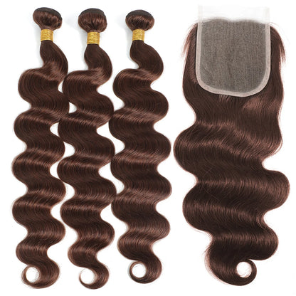 Human Hair Bundles with 4x4 Closure