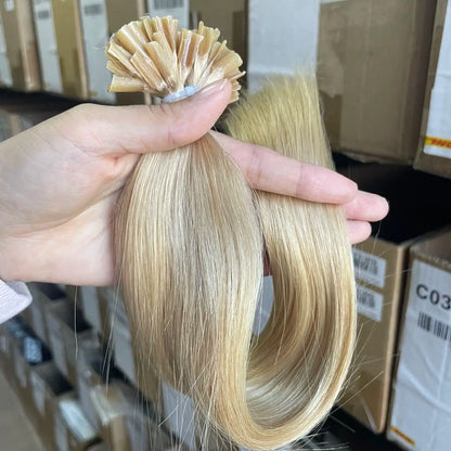 Human Hair Extensions U Tip Hair Straight Pre-bonded Tip Hair Extensions Hot Fusion Keratin Extension Dark Blonde 24# 12"-20"