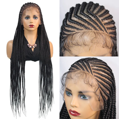 36Inch Knotless Box Braided Wigs Synthetic Full Lace