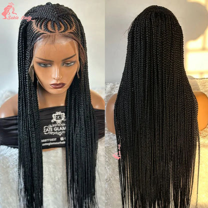 36Inch Knotless Box Braided Wigs Synthetic Full Lace