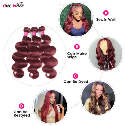 5x5 Closure With Bundles 99J Burgundy Body Wave Bundles