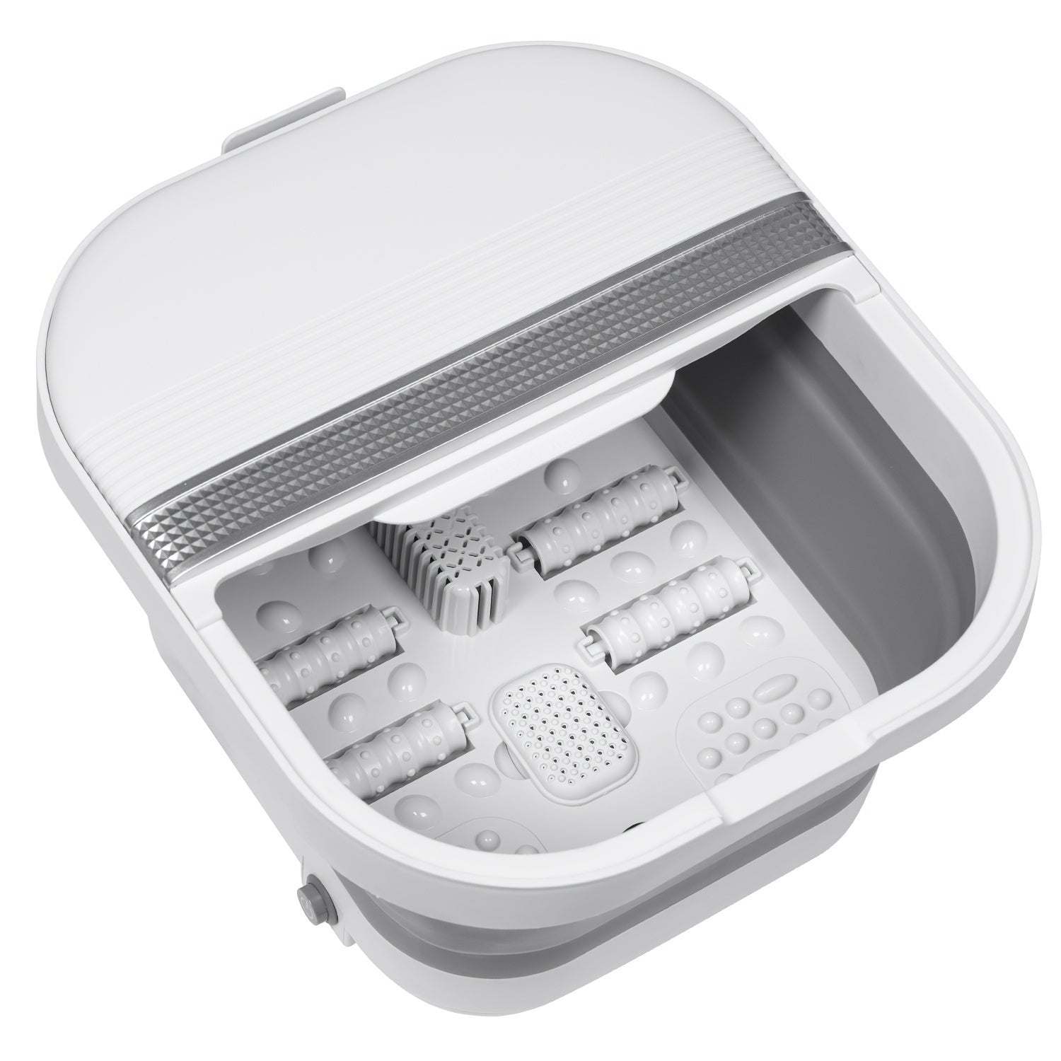 Foldable Portable Pedicure Foot Spa Bath Massager With Heat, Bubbles, Vibration And Red Light, Foot Spa Tub For Feet Stress Relief, Foot Soaker With Mini Acupressure Massage Points Temperature Control