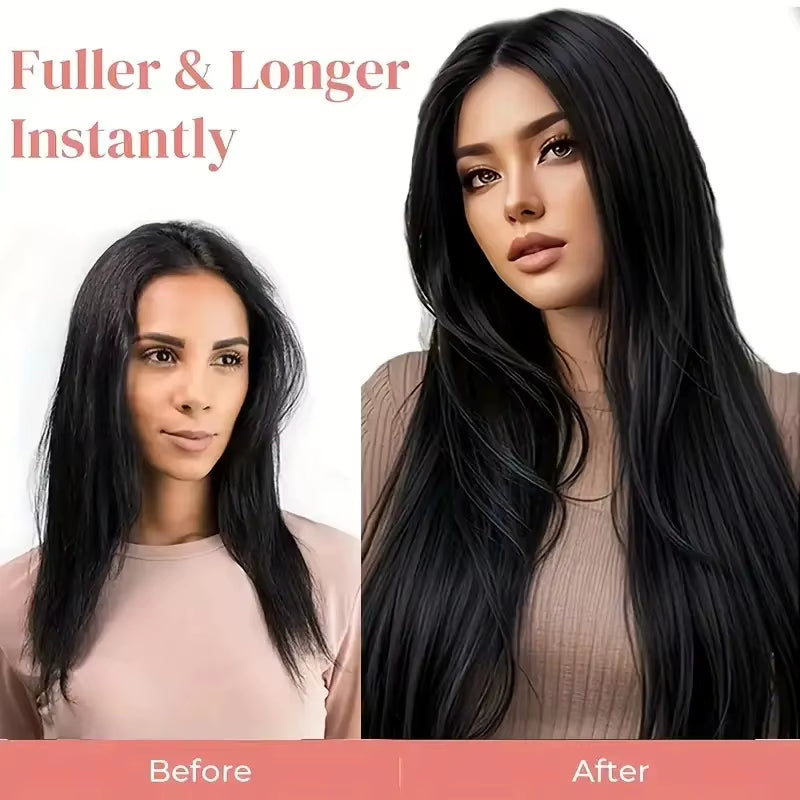 Synthetic 6Pcs/Set Long Straight Hair Extensions Ultra-Invisible Full Head Clip in Hair Extensions 24Inch for Women Daily Wear