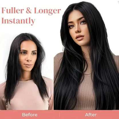 Synthetic 6Pcs/Set Long Straight Hair Extensions Ultra-Invisible Full Head Clip in Hair Extensions 24Inch for Women Daily Wear