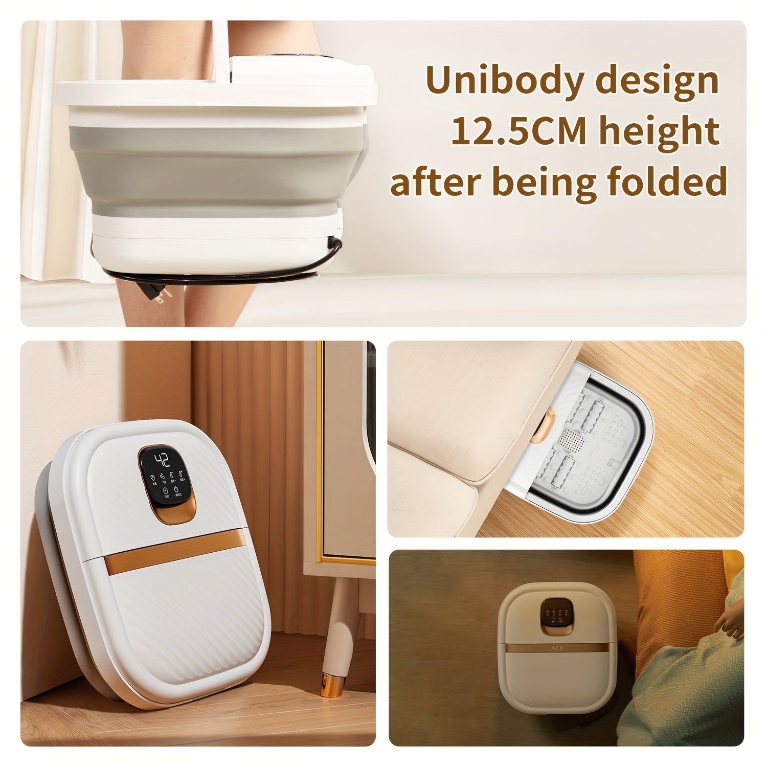 Foldable Portable Pedicure Foot Spa Bath Massager With Heat, Bubbles, Vibration And Red Light, Foot Spa Tub For Feet Stress Relief, Foot Soaker With Mini Acupressure Massage Points Temperature Control