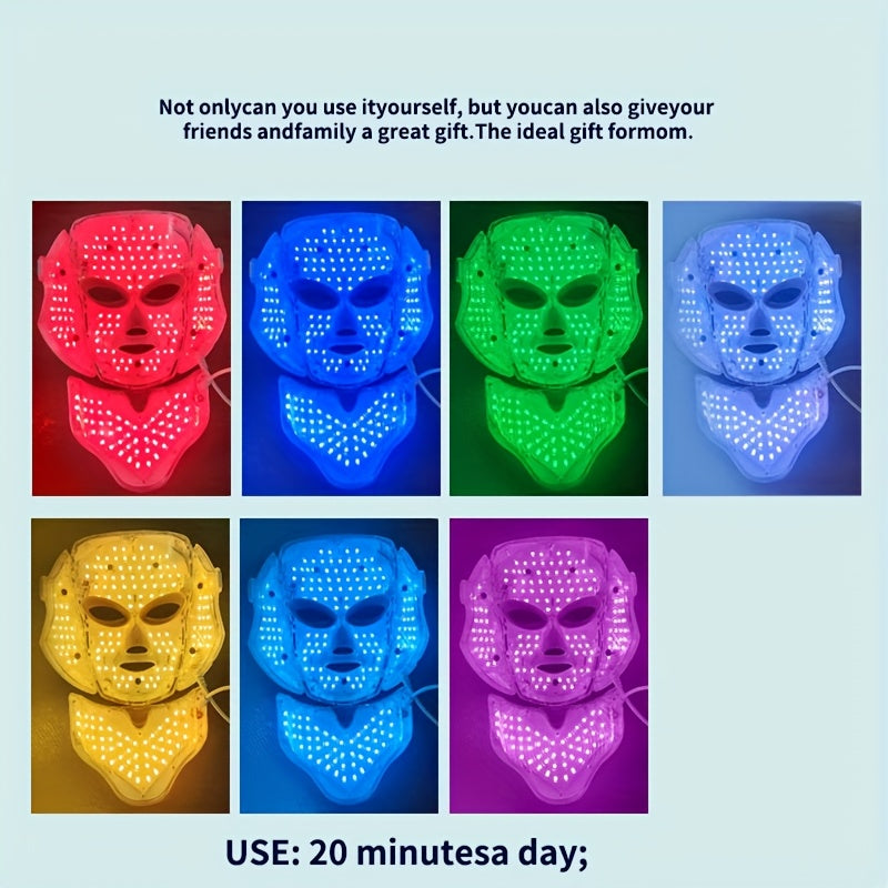 7-Color Facial Mask Machine for Women, Neck Beauty Care, Unscented, 110-130V US Plug, No Battery, Perfect Gift for Girlfriend, Women, Friends on Valentine'S Day