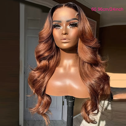 Auburn Blonde With Black Roots Lace Front