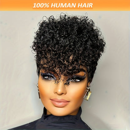 Virgin Human Hair Glueless Pixie Wig
