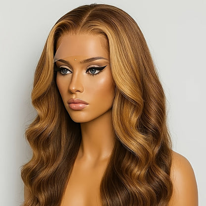 Glueless Human Hair Wig with 7x5 Lace Front - Ombre Highlight #FB30