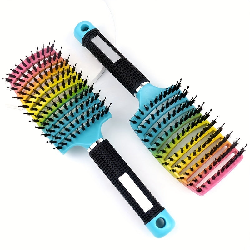 1pc Curved Vented Professional Detangling Hair Brush | Magic Scalp Massage Comb for Women, Ideal for Wet Curly Hair, Styling Tool, ABS Plastic Handle, Nylon Bristles - Perfect Christmas Gift for Friends/Relatives