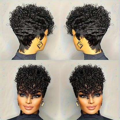 Virgin Human Hair Glueless Pixie Wig