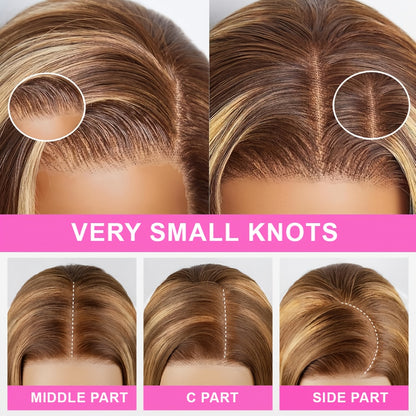 Glueless Human Hair Wig with 7x5 Lace Front - Ombre Highlight #FB30