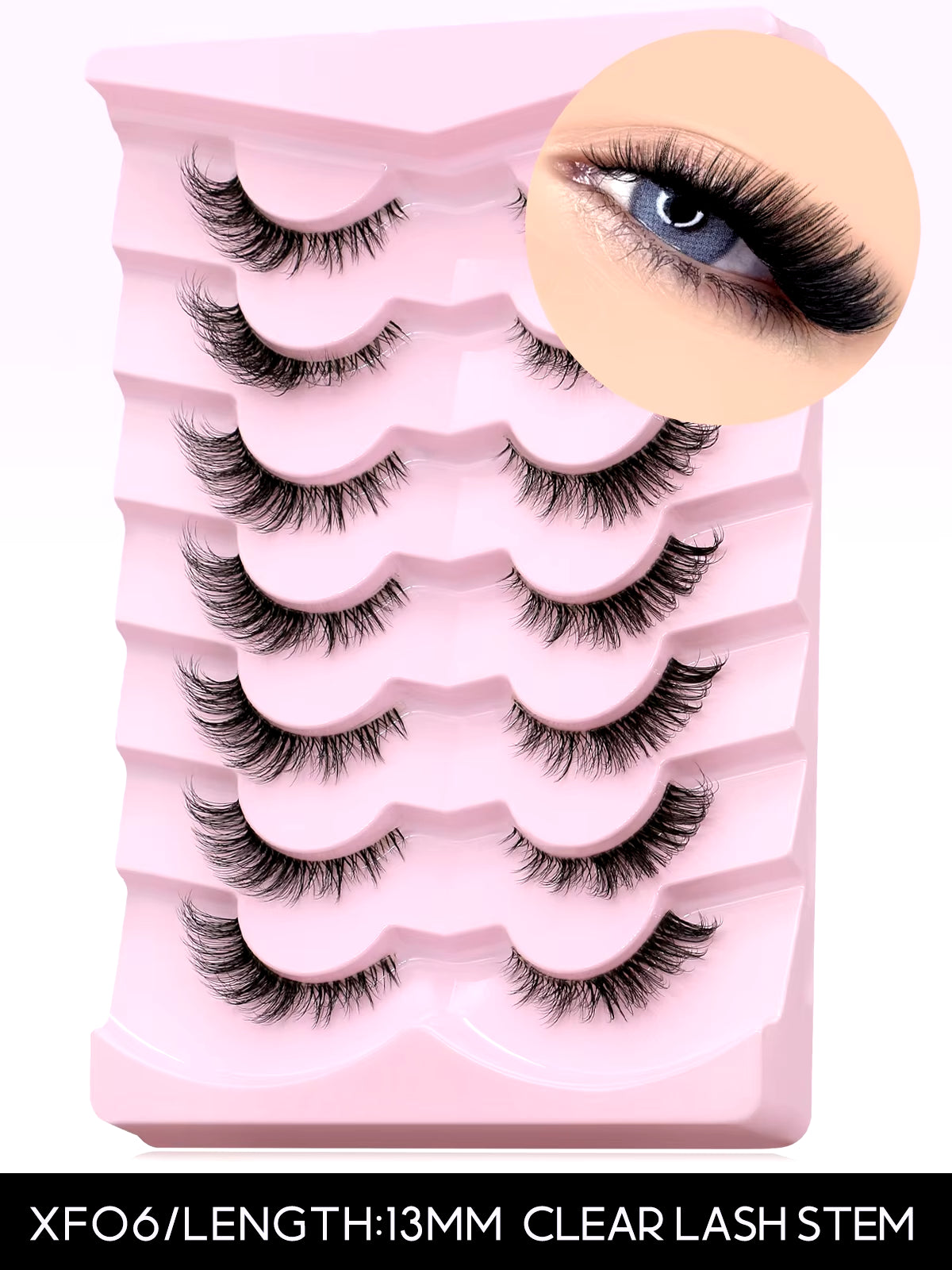 GROINNEYA Cat Eye Lashes Natural Long Clear Band Lashes Winged End Eye Elongated Eyelashes Faux Mink Eyelashes Makeup