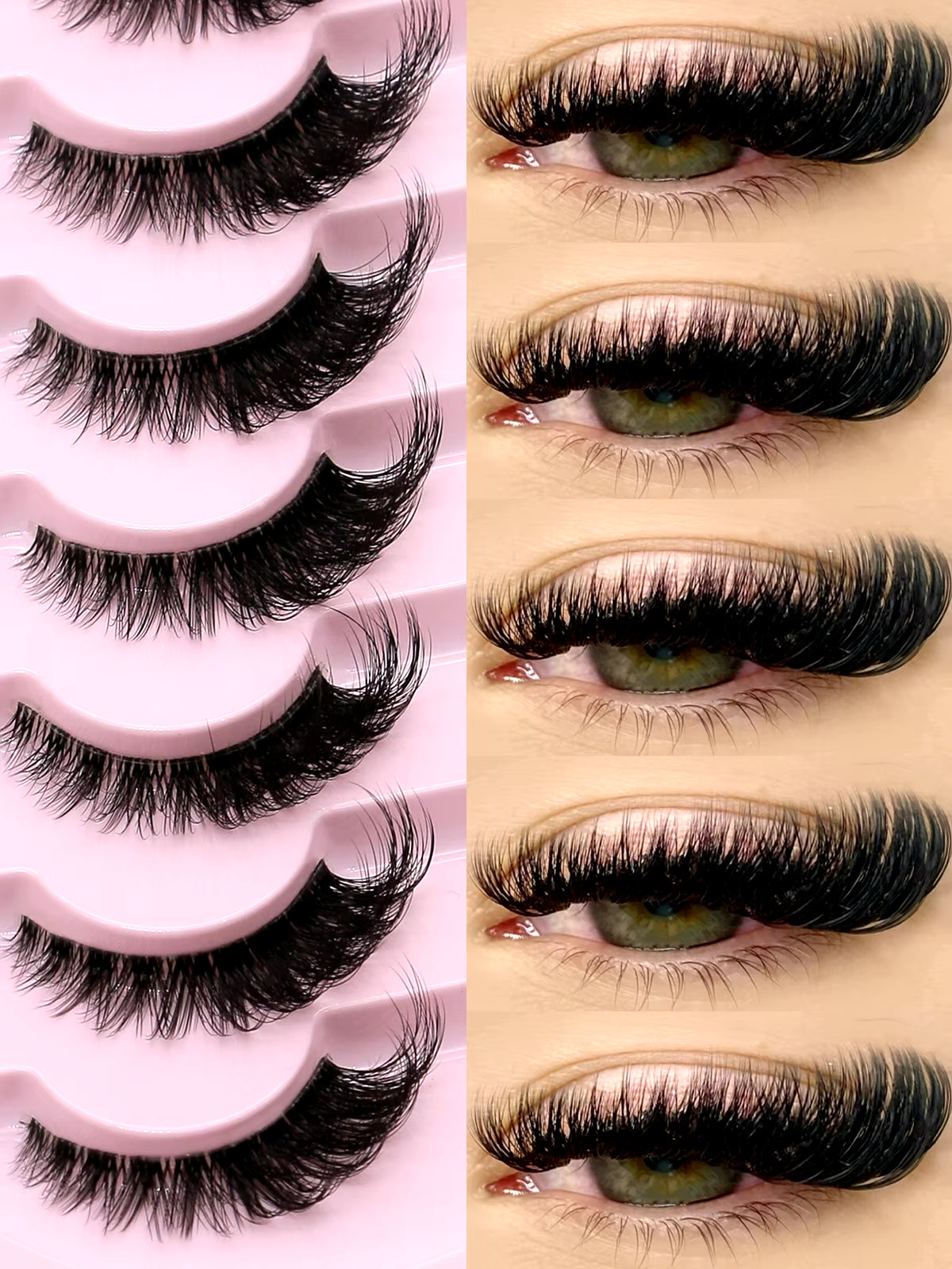 GROINNEYA Cat Eye Lashes Natural Long Clear Band Lashes Winged End Eye Elongated Eyelashes Faux Mink Eyelashes Makeup