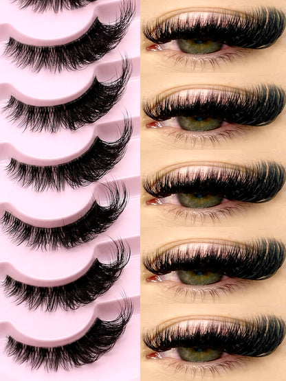 GROINNEYA Cat Eye Lashes Natural Long Clear Band Lashes Winged End Eye Elongated Eyelashes Faux Mink Eyelashes Makeup