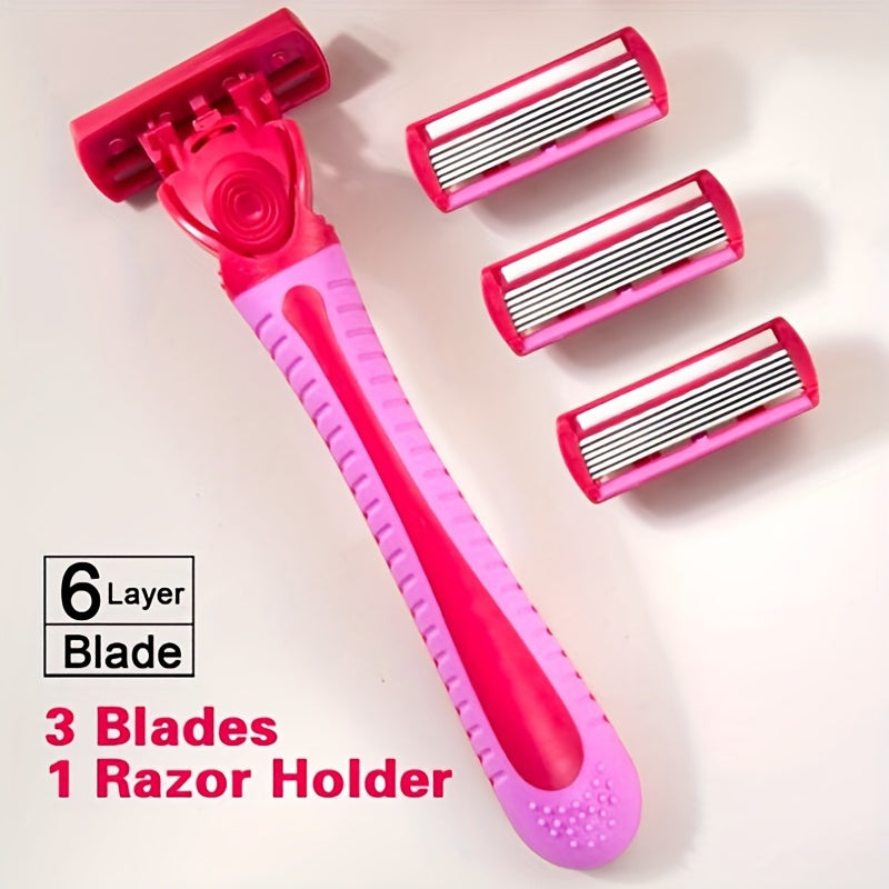 Manual 6-layers Blade Body Hair Razor For Women, Safety Razor Shaver, Bikini Trimmer Hair Remover Hair Trimmer, Face Body Grooming Beauty Tool