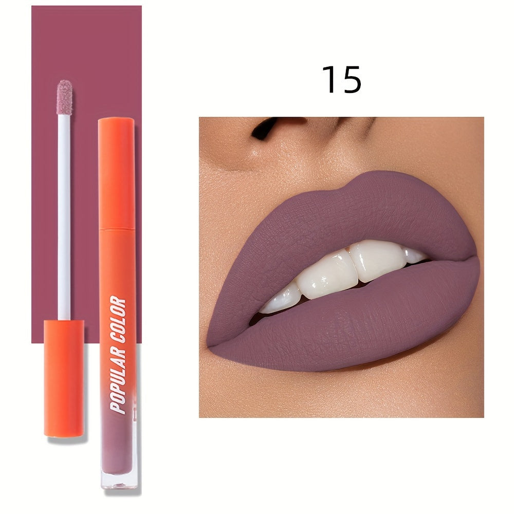 Beauty Matte Lip Gloss Glitter 19 Colors Long Lasting Moisturizing Liquid Makeup Rouge Lip Glaze Cosmetic, Liquid Lipstick, Lip Makeup For Music Festival