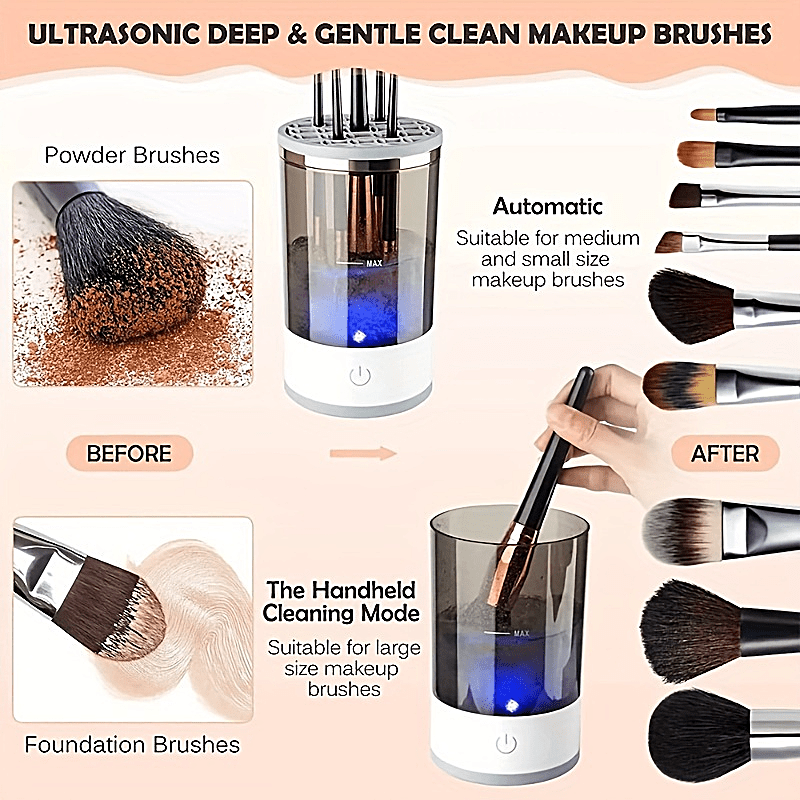 1pc Portable Electric Makeup Brush Cleaner Machine Automatic Spinner With USB Charging Quick Dry Cosmetic Brush Cleaning Tool - For Makeup Enthusiasts & Professionals - Suitable for Daily Use - Perfect Gift for Beauty Lovers