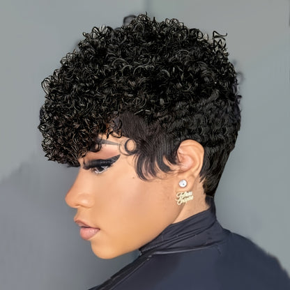 Virgin Human Hair Glueless Pixie Wig