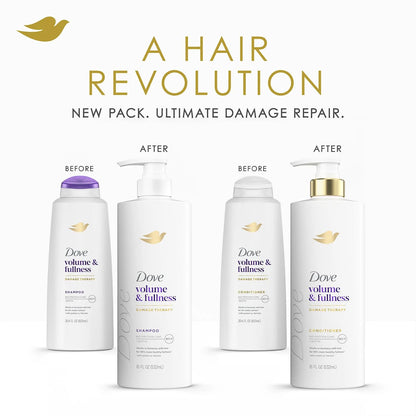 Shampoo and Conditioner Set, Volume & Fullness – Daily Volumizing Hair Care Formula Infused with Collagen, 18 Oz Ea