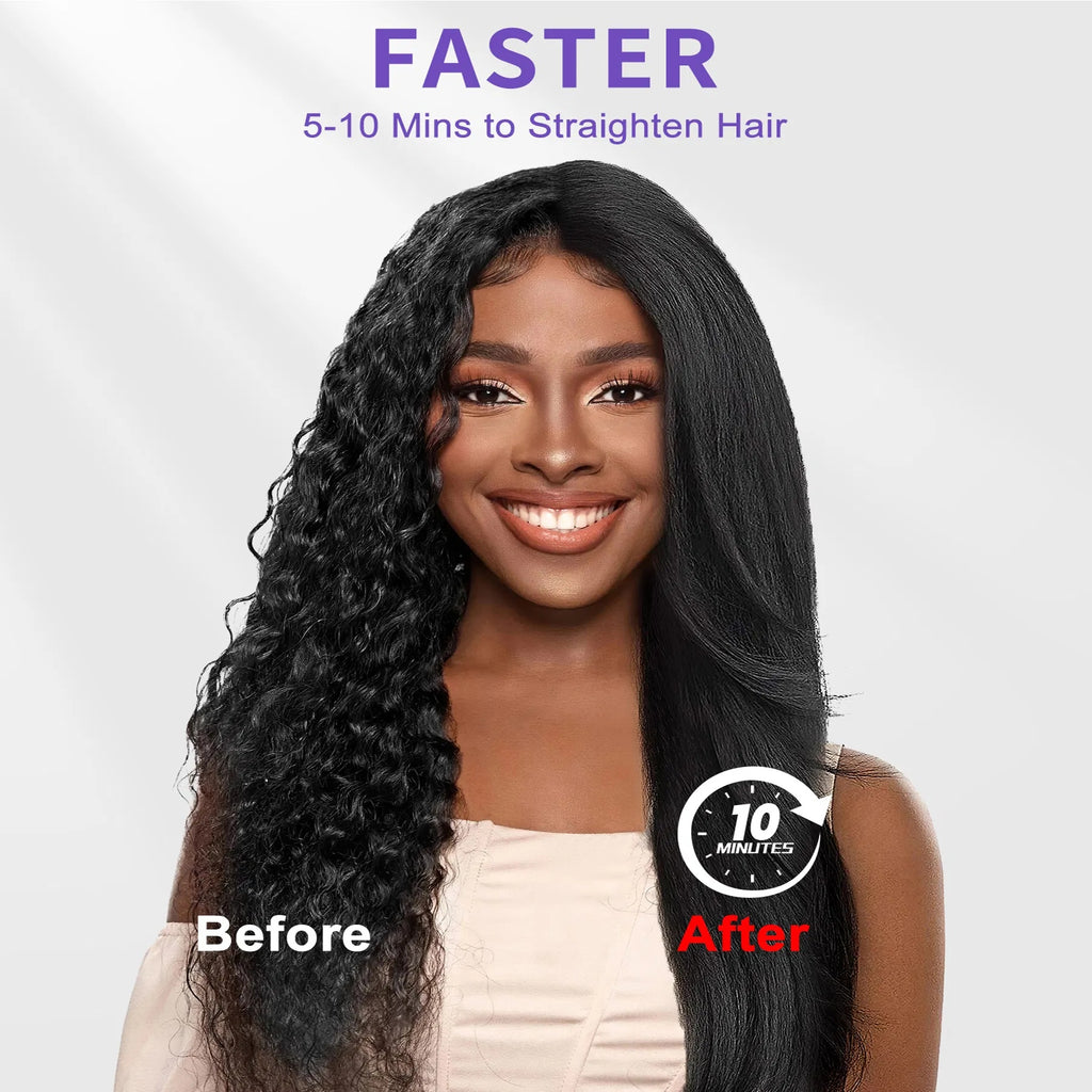 Hair Straightener Brush, Ionic Plus Steam Straightening Brush For Smooth, Anti-frizz Hair, Anti-Scald Ceramic Straightening Comb, Heated Straightener Brush Flat Iron Fast Heating For Home Salon