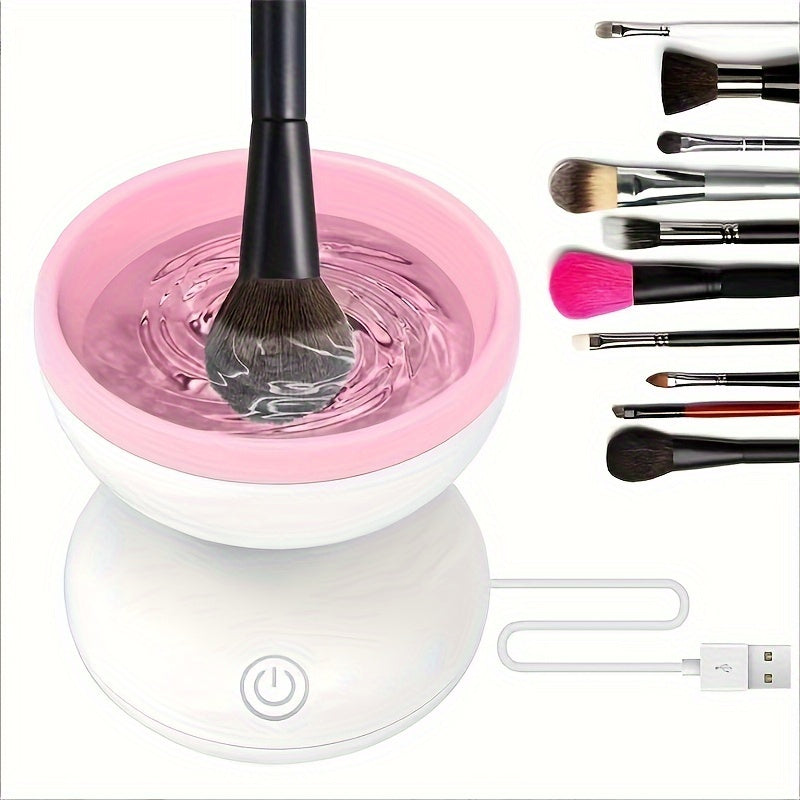 Electric Makeup Brush Cleaner Machine, Portable Automatic USB Cosmetic Brushes Cleaner Cleanser Tool For All Size Beauty Makeup Brush Set, Liquid Foundation, Contour, Eyeshadow, Blush Brush
