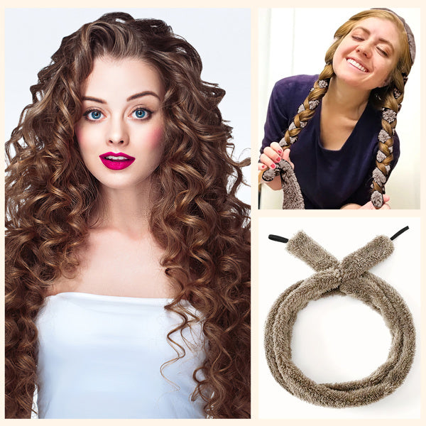Satin No-heat Curling Rod, Lazy Natural Soft Wave DIY No-heat Curls, Suitable For Overnight Use Before Bed, Suitable For All Hair Types - Light Brown-Prohibited From Being Sold On The Amazon Platform