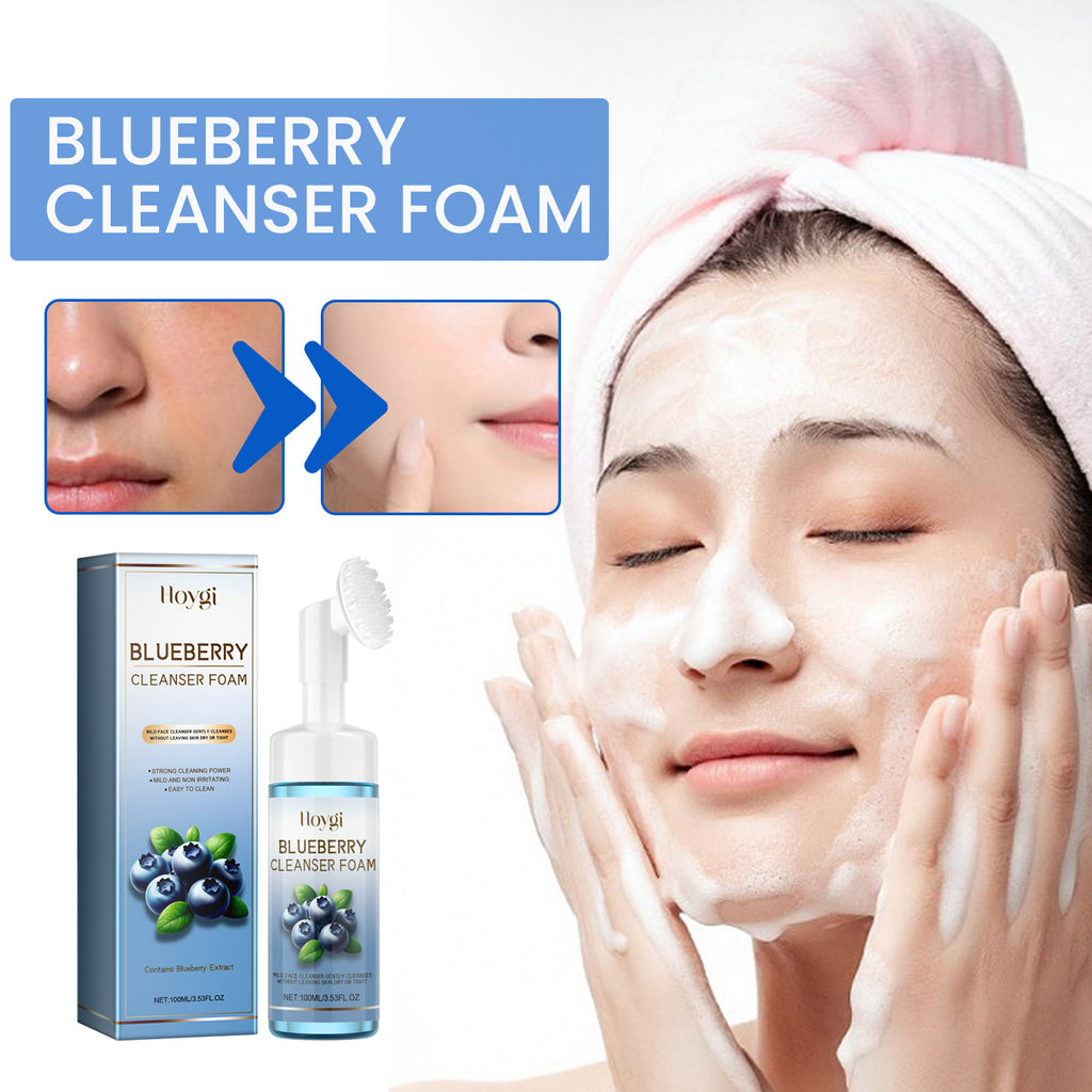 Horygi Blueberry Cleansing Mousse Brush Facial Foam Fragrance Squeeze Brightening Cleanse Turmeric  Facial  Cleanser Natural Exfoliating Renewal Serum