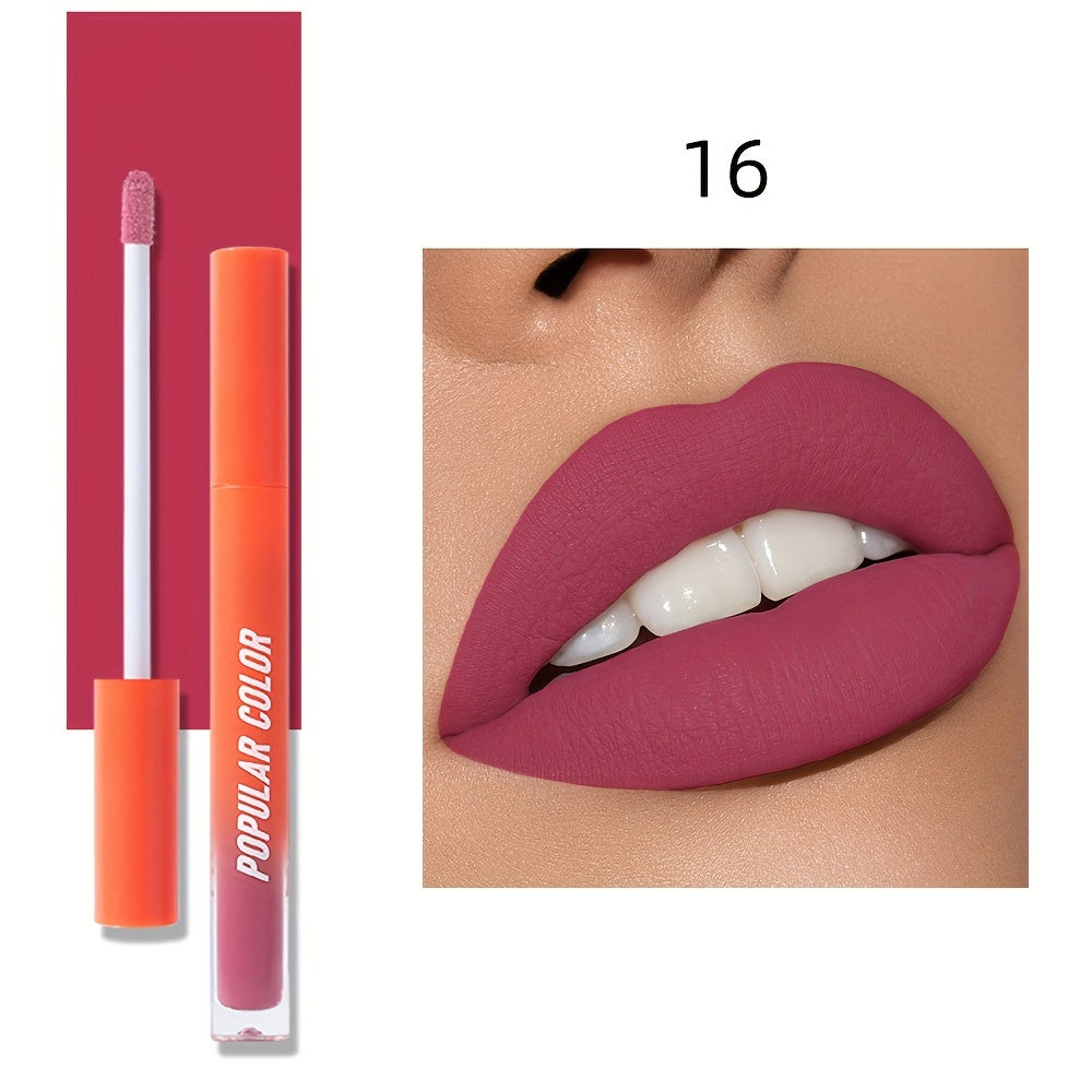 Beauty Matte Lip Gloss Glitter 19 Colors Long Lasting Moisturizing Liquid Makeup Rouge Lip Glaze Cosmetic, Liquid Lipstick, Lip Makeup For Music Festival