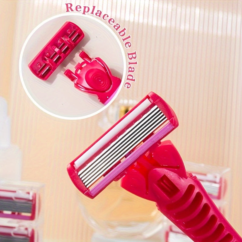 Manual 6-layers Blade Body Hair Razor For Women, Safety Razor Shaver, Bikini Trimmer Hair Remover Hair Trimmer, Face Body Grooming Beauty Tool