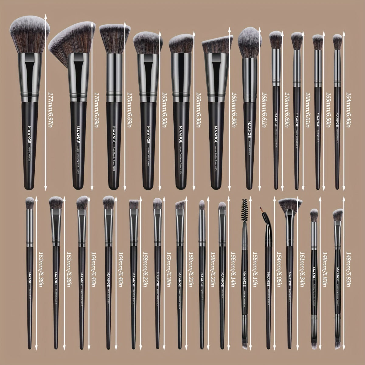 25pcs Professional Makeup Brush Set&7pcs Multi-Functional Beauty Blender&5pcs Dry Use Triangle Powder Puff, Blush Brush, Makeup Tools With Soft Fiber For Easy Carrying, Foundation Brush, Eye Shadow Brush, Eyebrow Brush, Brush