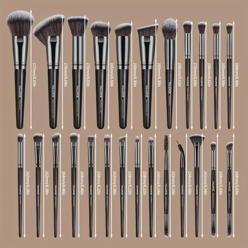 25pcs Professional Makeup Brush Set&7pcs Multi-Functional Beauty Blender&5pcs Dry Use Triangle Powder Puff, Blush Brush, Makeup Tools With Soft Fiber For Easy Carrying, Foundation Brush, Eye Shadow Brush, Eyebrow Brush, Brush